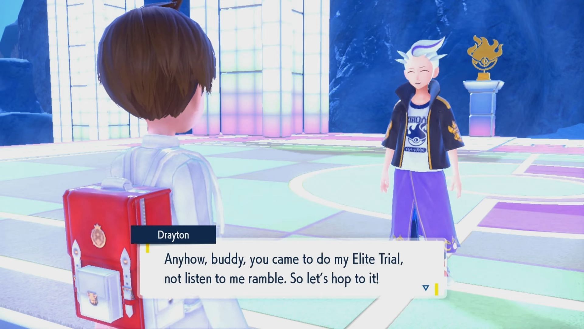 Drayton's Elite Trial will require Pokemon Scarlet and Violet trainers to Double Battle three students. (Image via Game Freak)